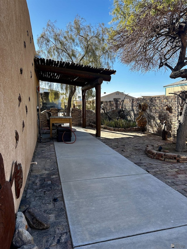 view of patio with a pergola