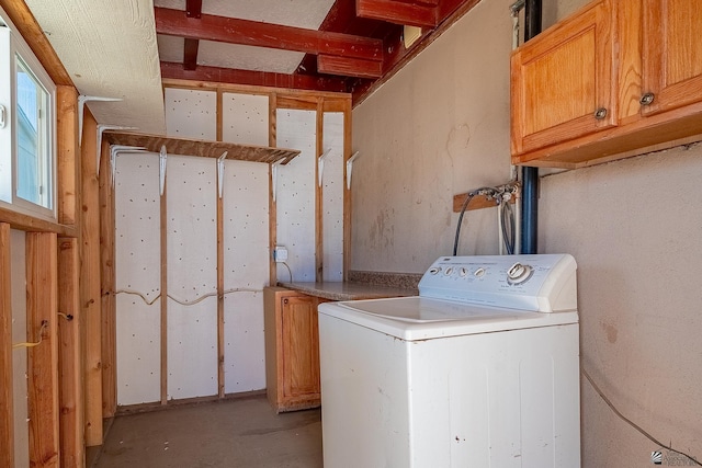 washroom featuring cabinets and washer / clothes dryer