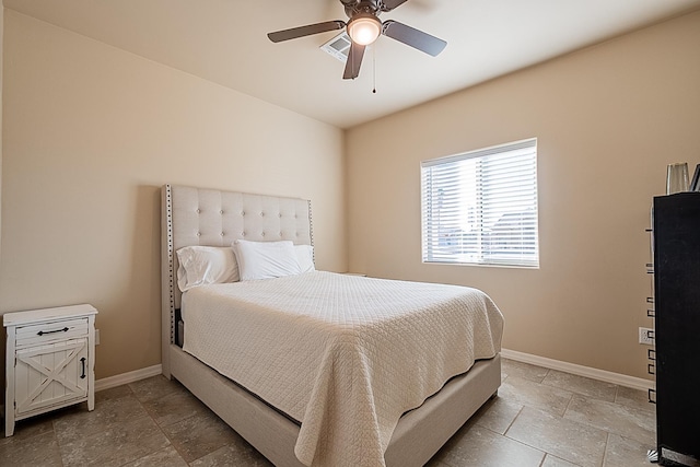 bedroom featuring ceiling fan