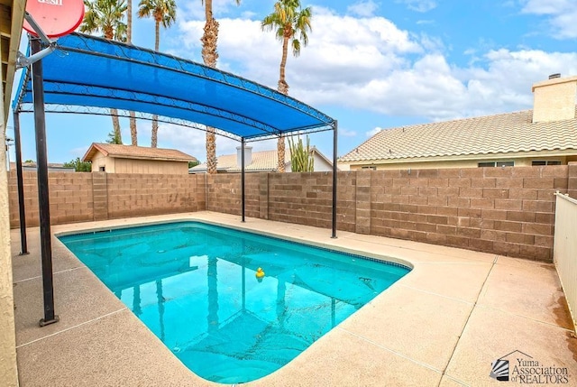 view of pool featuring a fenced backyard and a fenced in pool