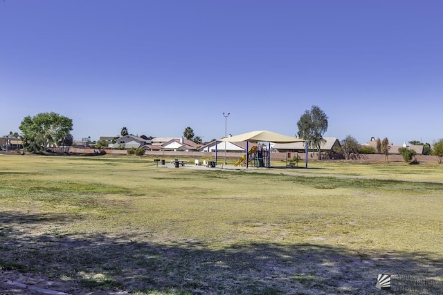 view of yard featuring playground community