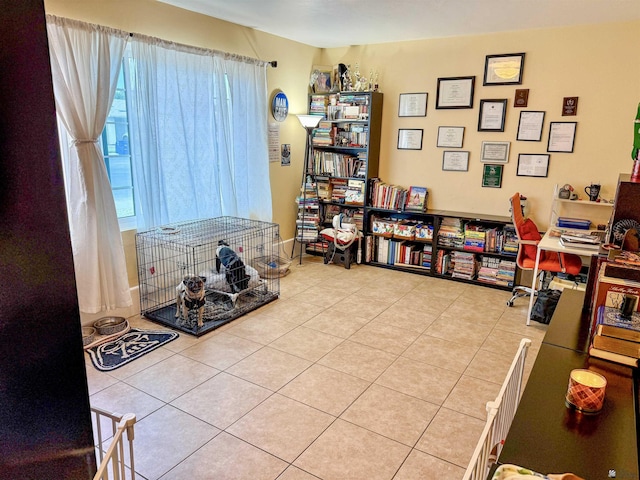 view of tiled home office