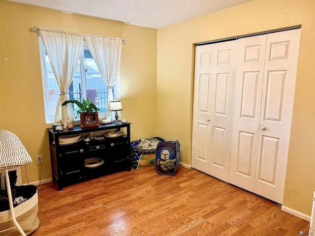 sitting room featuring light hardwood / wood-style floors