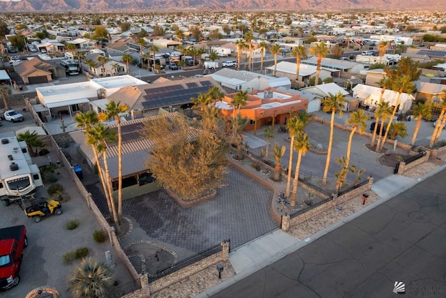 aerial view featuring a residential view and a mountain view