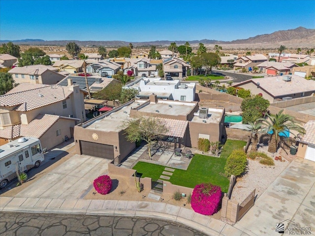 aerial view with a residential view and a mountain view