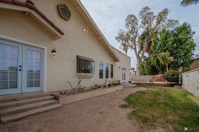 exterior space featuring french doors