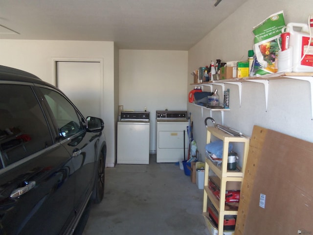 garage with separate washer and dryer