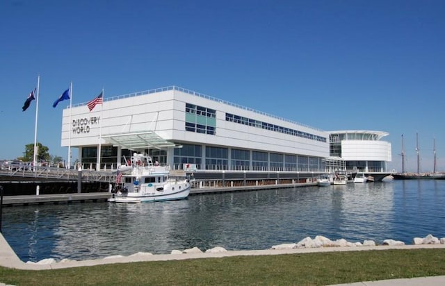 dock area featuring a water view