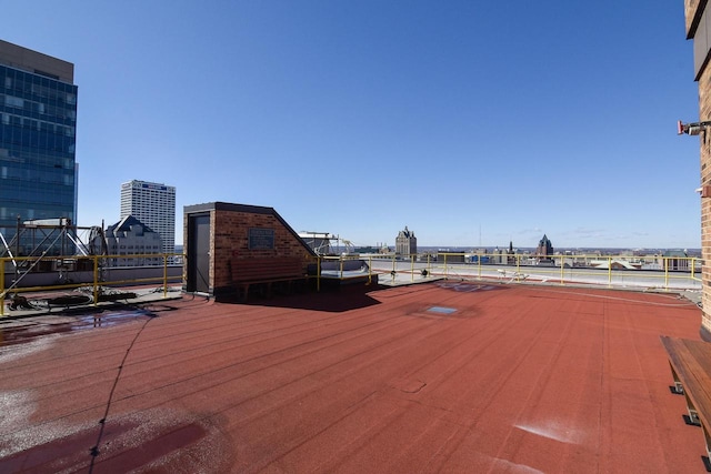 view of patio featuring a view of city