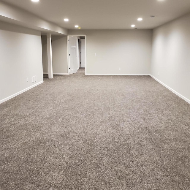 basement featuring carpet floors