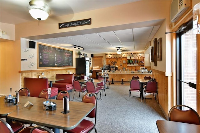 dining space featuring plenty of natural light and ceiling fan