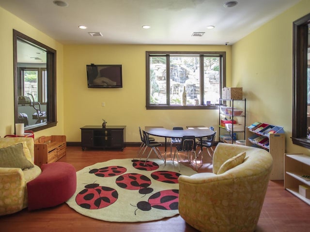 living room featuring dark hardwood / wood-style floors