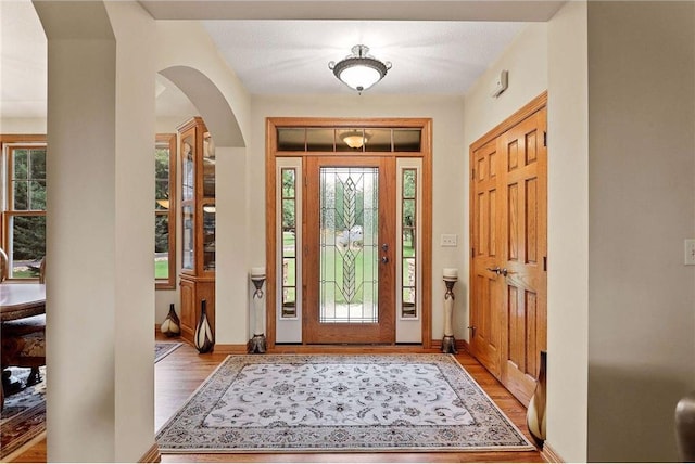 entryway featuring a healthy amount of sunlight and light wood-type flooring