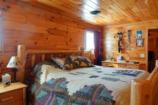 bedroom with wooden ceiling