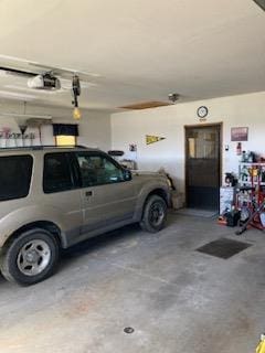 garage with a garage door opener