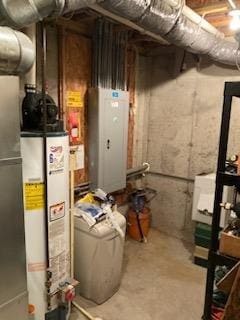 utility room with water heater