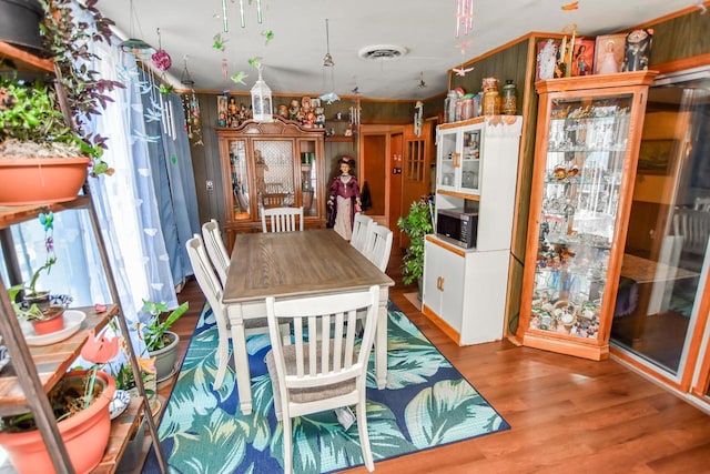 dining room featuring dark wood-type flooring and radiator