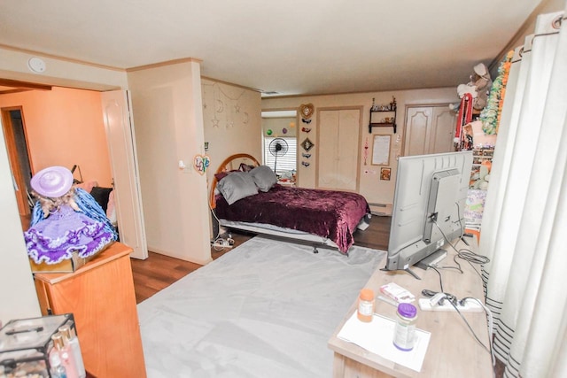 bedroom with hardwood / wood-style flooring