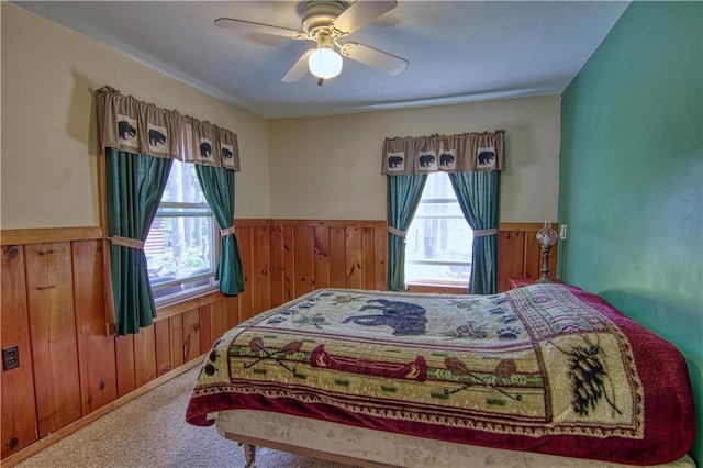 bedroom with carpet and ceiling fan