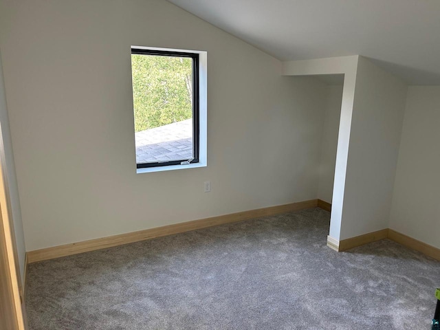 bonus room with carpet floors and lofted ceiling