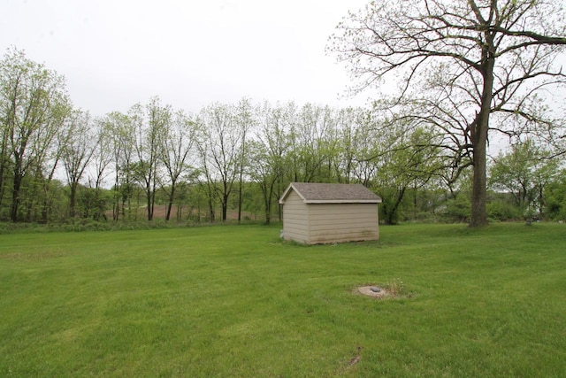 view of yard with a shed