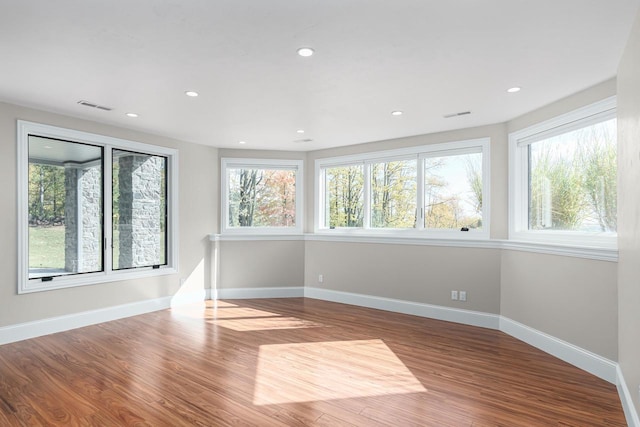 empty room featuring dark hardwood / wood-style flooring