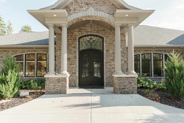 property entrance with french doors