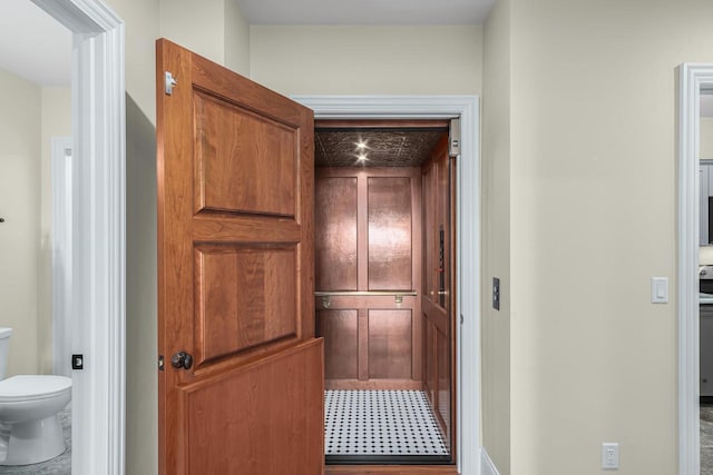 interior space with tile floors