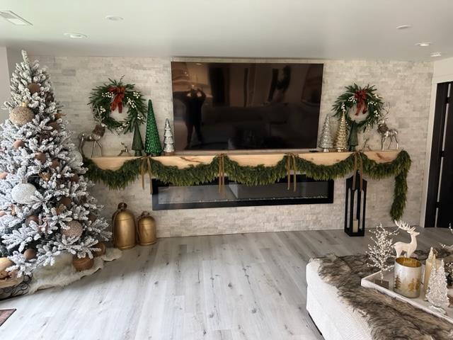 living room with light wood-type flooring