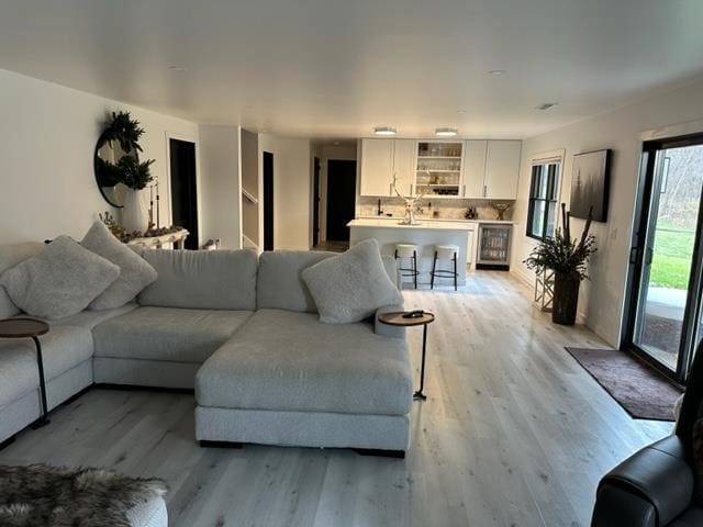 living room featuring light hardwood / wood-style flooring