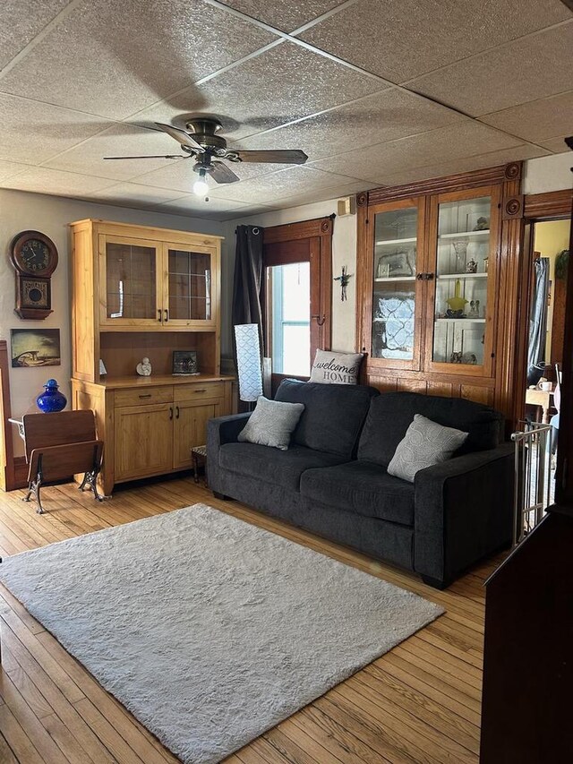 S1205 County Road Y, Wonewoc, WI 53968 - living room featuring light hardwood / wood-style flooring and ceiling fan