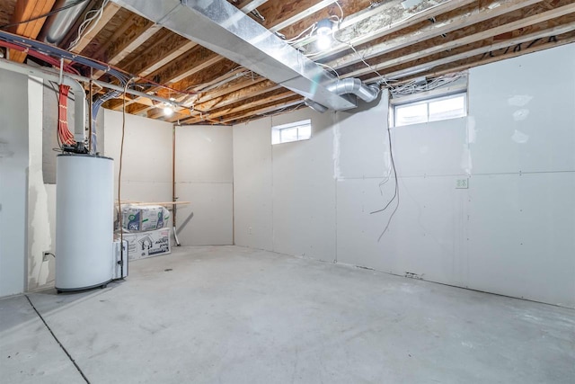 basement with water heater