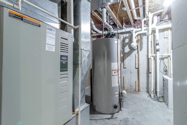 utility room featuring gas water heater