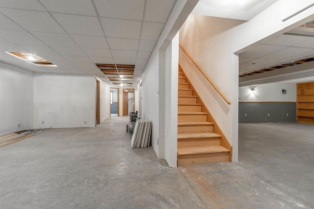 basement with a drop ceiling