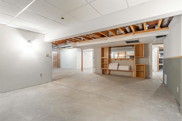 basement with a drop ceiling