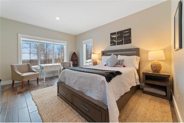 bedroom with light hardwood / wood-style floors