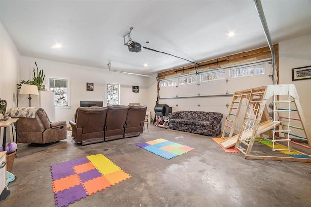 garage with a garage door opener