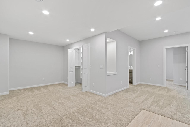 basement with light carpet