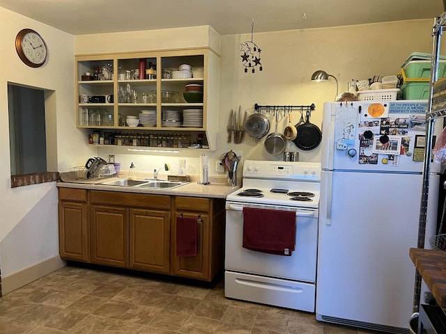 kitchen featuring sink and white appliances