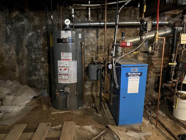 utility room with gas water heater