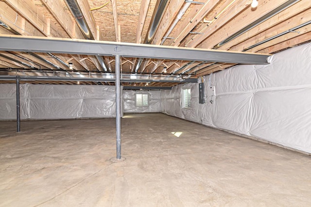 basement with electric panel