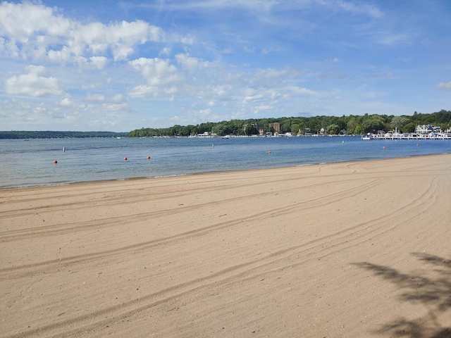 view of water feature with a view of the beach