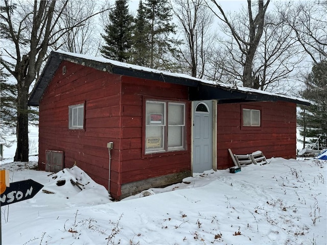 view of snow covered exterior