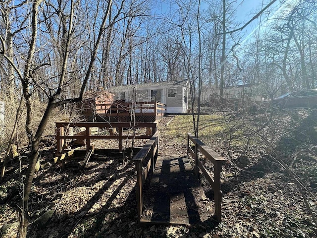 view of yard featuring a deck