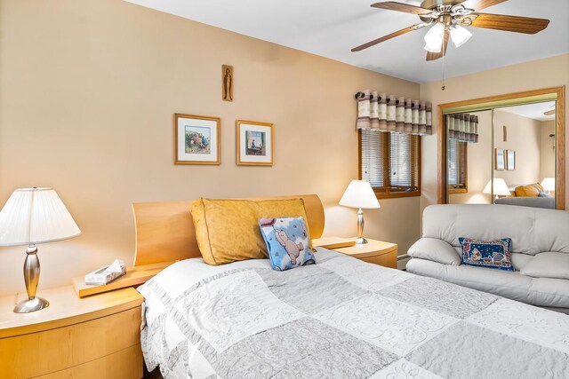 W1188 Spring Grove Rd, Green Lake, WI 54971 - bedroom with a closet and ceiling fan