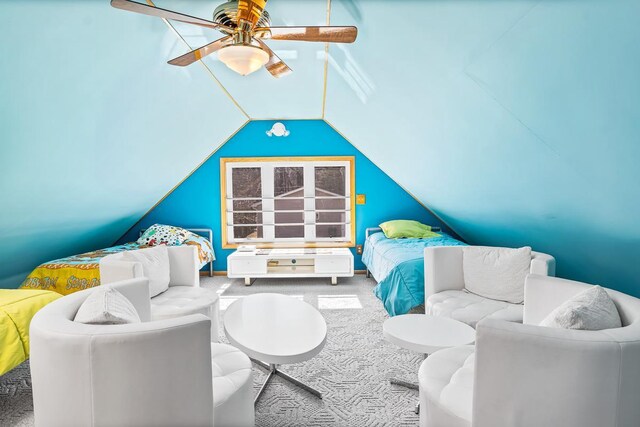 W1188 Spring Grove Rd, Green Lake, WI 54971 - interior space featuring ceiling fan and vaulted ceiling