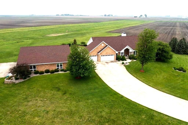 drone / aerial view with a rural view