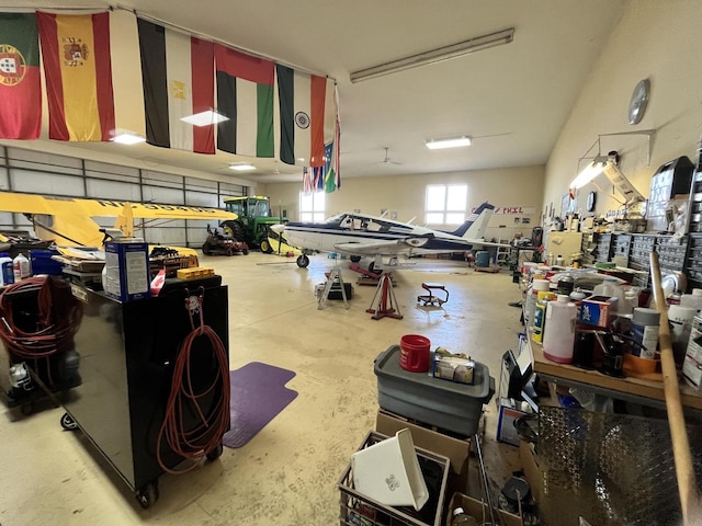 garage featuring a workshop area