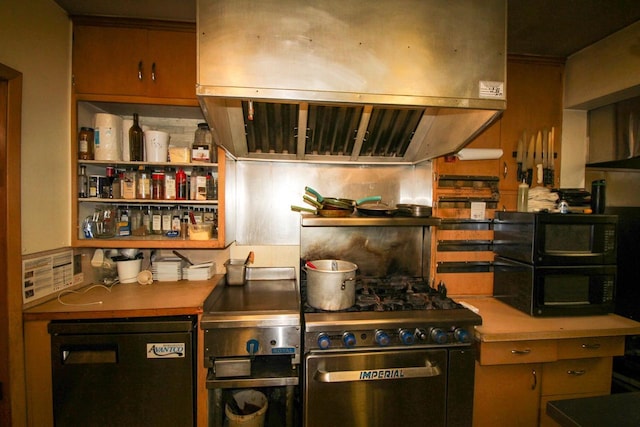 kitchen featuring island range hood