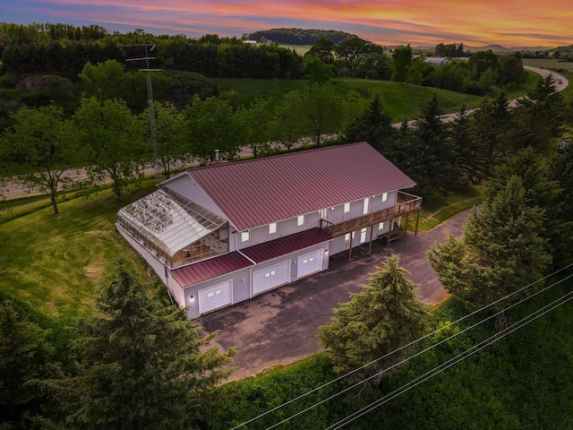 27751 Nutmeg Rd, Elroy, WI 53929 - aerial view at dusk of view of wooded area